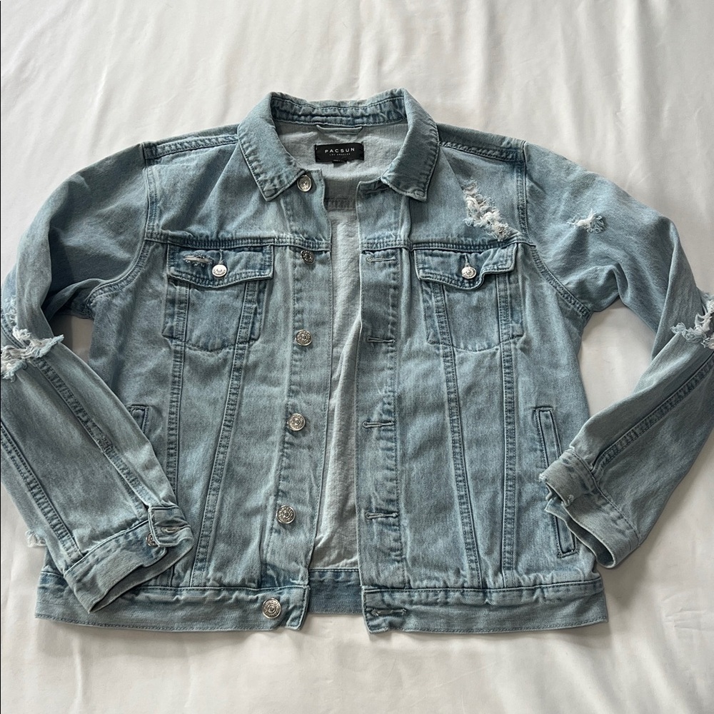 Pacsun Distressed Light Wash Denim Jacket